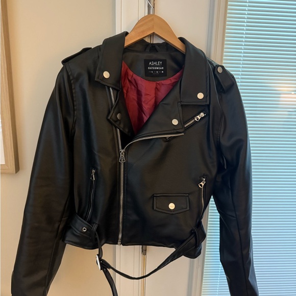 🖤🩶🏍️ Ashley By 26 International Women's Black Leather Biker Jacket - Picture 1 of 10